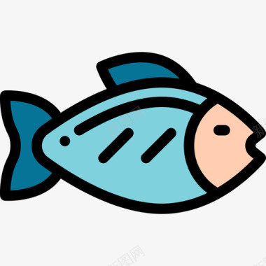 鱼健康的生活方式10线性颜色图标图标