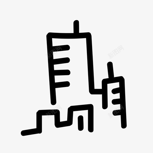 城市建筑手绘图标svg_新图网 https://ixintu.com 地图和地理 城市 建筑 手绘