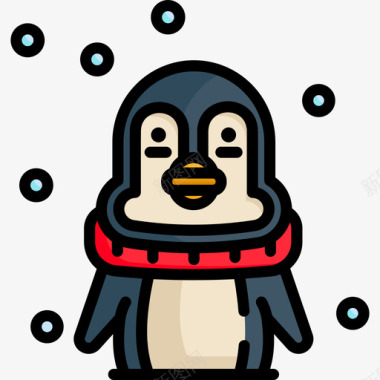 企鹅北极8线性颜色图标图标
