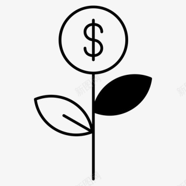 美元树硬币投资图标图标