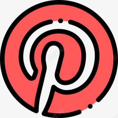 Pinterest社交媒体35线性颜色图标图标