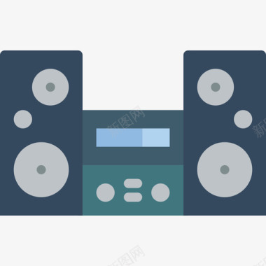 家用电器扬声器3个扁平图标图标