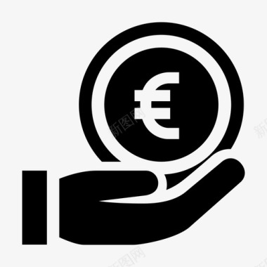 欧元捐款慈善硬币图标图标