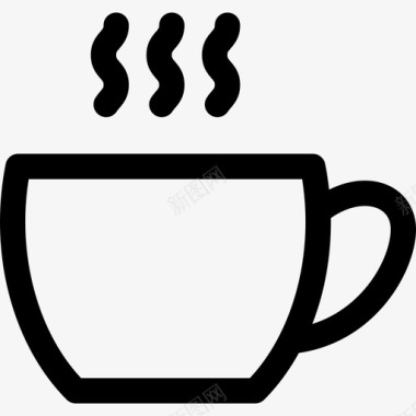 咖啡杯床和早餐直系图标图标