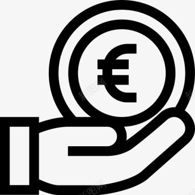 欧元捐款慈善硬币图标图标