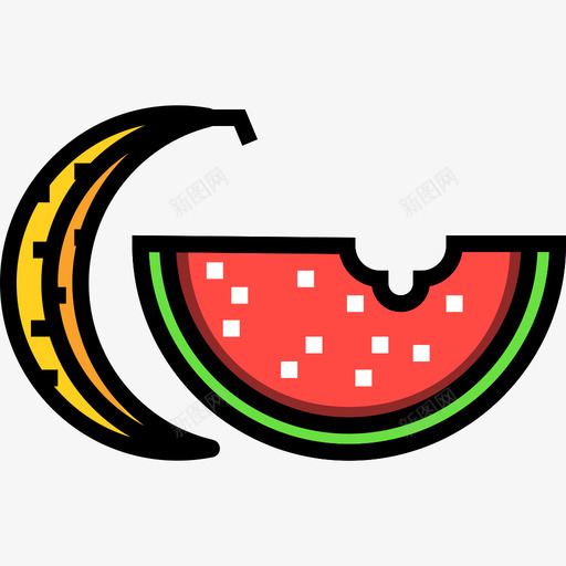 水果健康生活8线性颜色图标svg_新图网 https://ixintu.com 健康生活8 水果 线性颜色