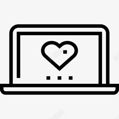 笔记本电脑情人节27线性图标图标