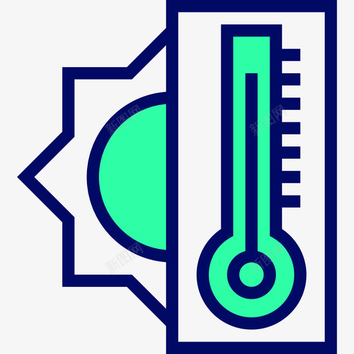 温度计天气99绿影图标svg_新图网 https://ixintu.com 天气99 温度计 绿影