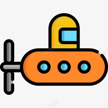 潜水艇玩具17线性颜色图标图标
