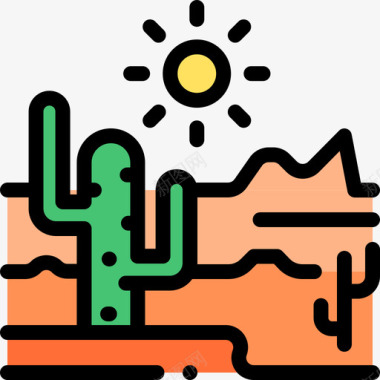沙漠自然25线性颜色图标图标