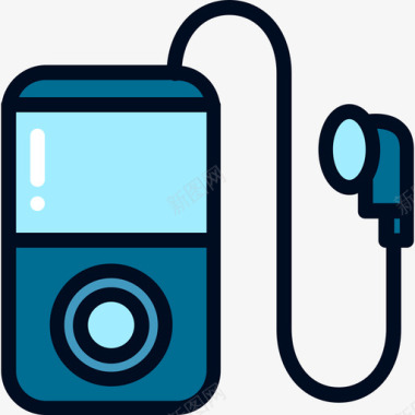 音乐播放器小工具和设备线性颜色图标图标