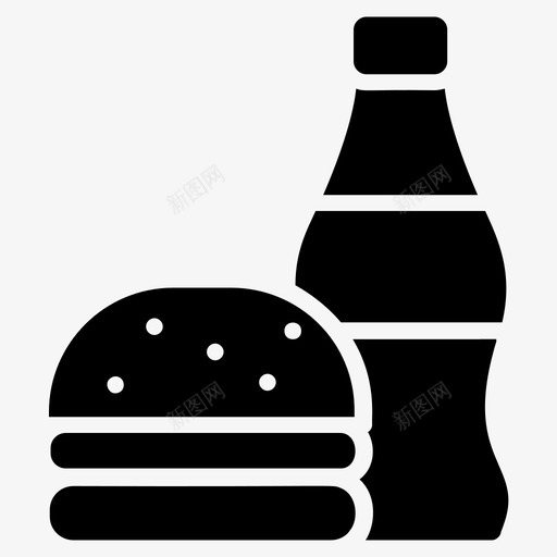 快餐饮料汉堡包图标svg_新图网 https://ixintu.com 不健康食品 垃圾食品 快餐 汉堡包 食品字形矢量图标 餐馆食品 饮料