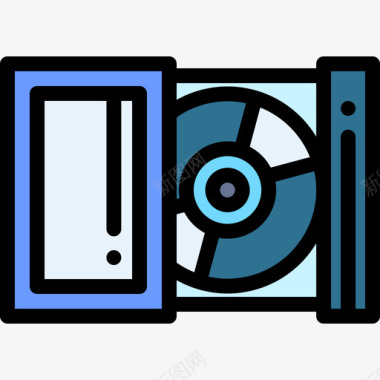 光盘计算机部件4线性彩色图标图标