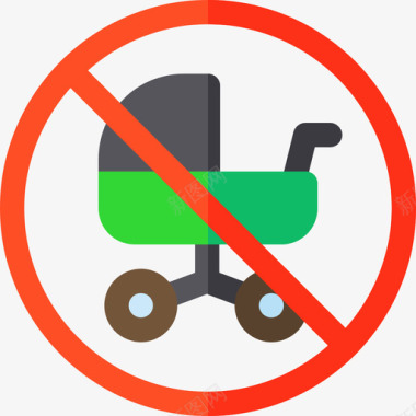 禁止儿童信号和禁止3扁平图标图标