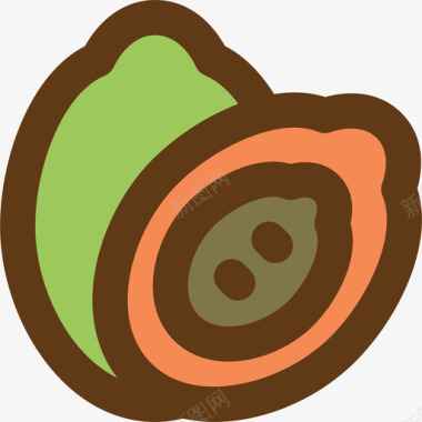 木瓜果蔬2线色图标图标