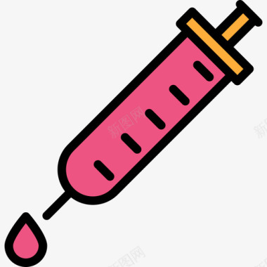 注射器科学34线性颜色图标图标