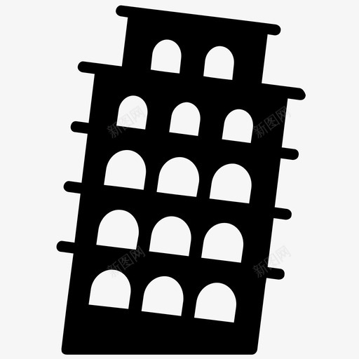比萨塔建筑意大利地标图标svg_新图网 https://ixintu.com 世界地标 建筑 意大利地标 意大利符号雕文图标 斜塔 比萨塔