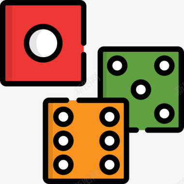 骰子赌博和投注服务3线性颜色图标图标