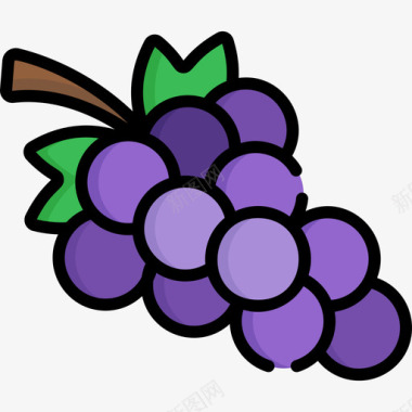 葡萄水果和蔬菜7种线形颜色图标图标
