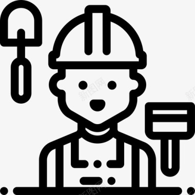 建筑工人职业和工作5线性图标图标