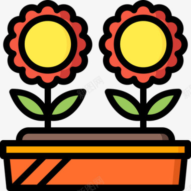 花卉园艺17线性颜色图标图标