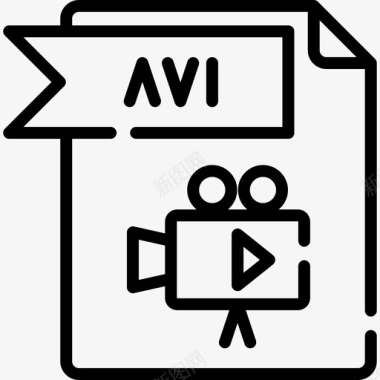 Avi文件文件夹3线性图标图标