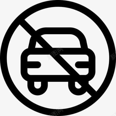 禁止停车信号灯和禁令直线图标图标