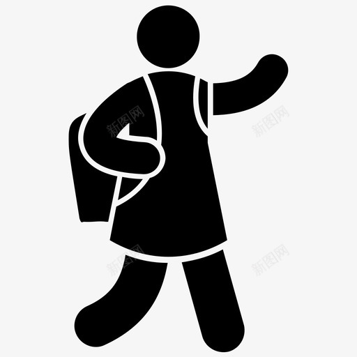 上学背包快乐学生图标svg_新图网 https://ixintu.com 上学 上学时间 学习时间 学步 孩子字形图标 快乐学生 背包