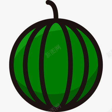 西瓜蔬菜2线颜色图标图标