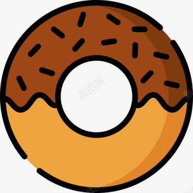 甜甜圈快餐18线性颜色图标图标
