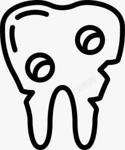 不健康的牙齿不健康的磨牙解剖学医生图标高清图片
