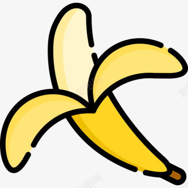 香蕉食品和饮料10线性颜色图标图标