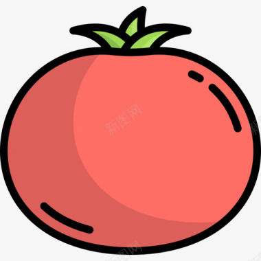 番茄农业7线状颜色图标图标
