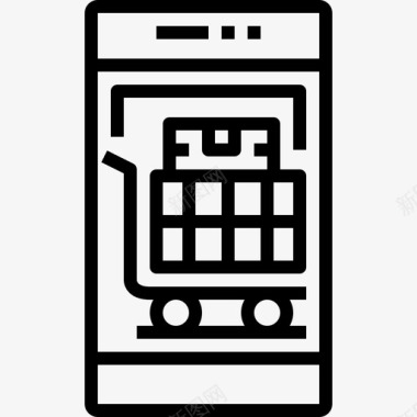 移动购物在线购物和电子商务线性图标图标