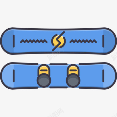 滑雪板运动装备5彩色图标图标