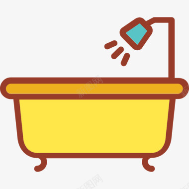 浴缸居家生活3线性颜色图标图标