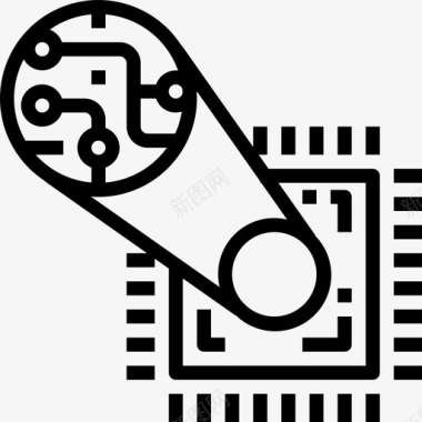 微处理器科学40线性图标图标