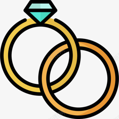 戒指55号婚礼线性颜色图标图标