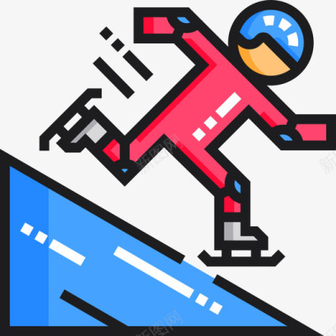 滑冰极限运动7线性颜色图标图标