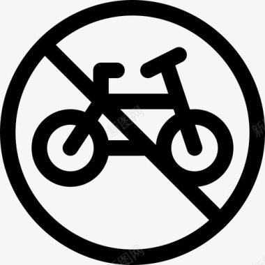 禁止自行车信号和禁令直线图标图标