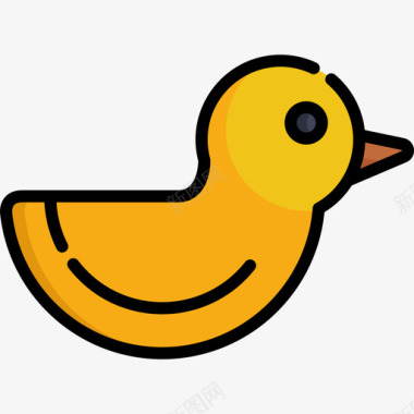 鸭子玩具17线性颜色图标图标