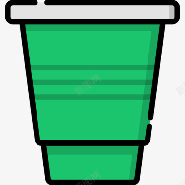 塑料杯夏季派对6线性颜色图标图标