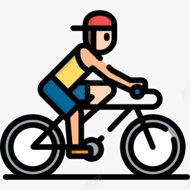 自行车癌症第三天线性颜色图标图标