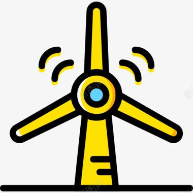风力涡轮机生态42黄色图标图标