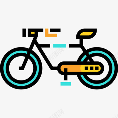 自行车健康生活8线性颜色图标图标