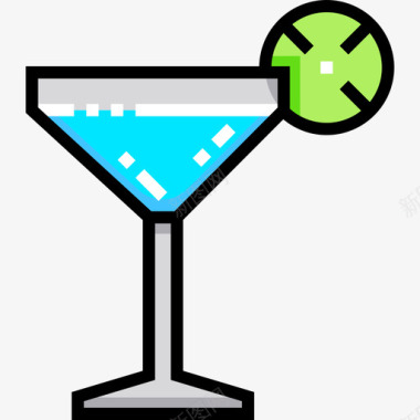 鸡尾酒16号酒吧线性颜色图标图标