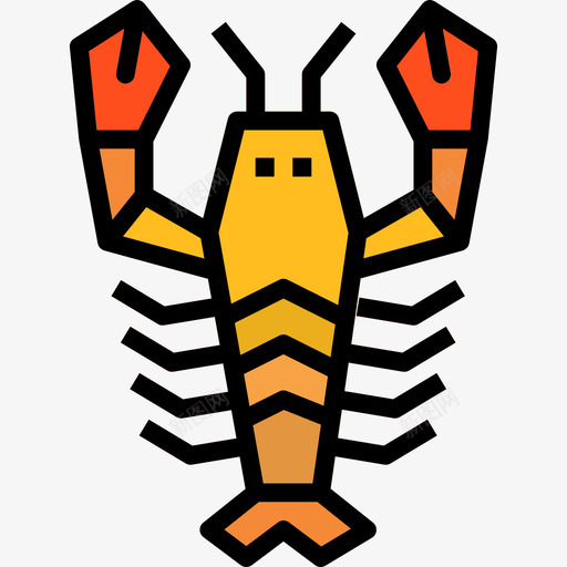 龙虾动物和食物线形颜色图标svg_新图网 https://ixintu.com 动物和食物 线形颜色 龙虾