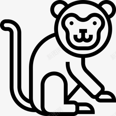 猴子马戏团和游乐园3线性图标图标