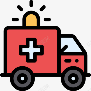 救护车医疗保健8线性颜色图标图标