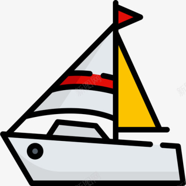 帆船旅行地点表情符号3线性颜色图标图标